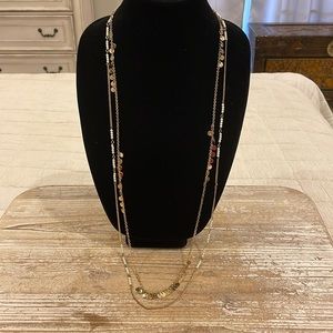 Vintage Gold Tone Faux Pearl Double Layer Strand Statement Necklace